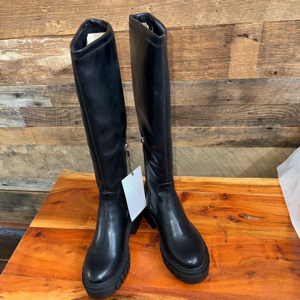 The Drop Platform Knee-High fashion Boots – Black – Kennedy NIB size 8 and 8.5